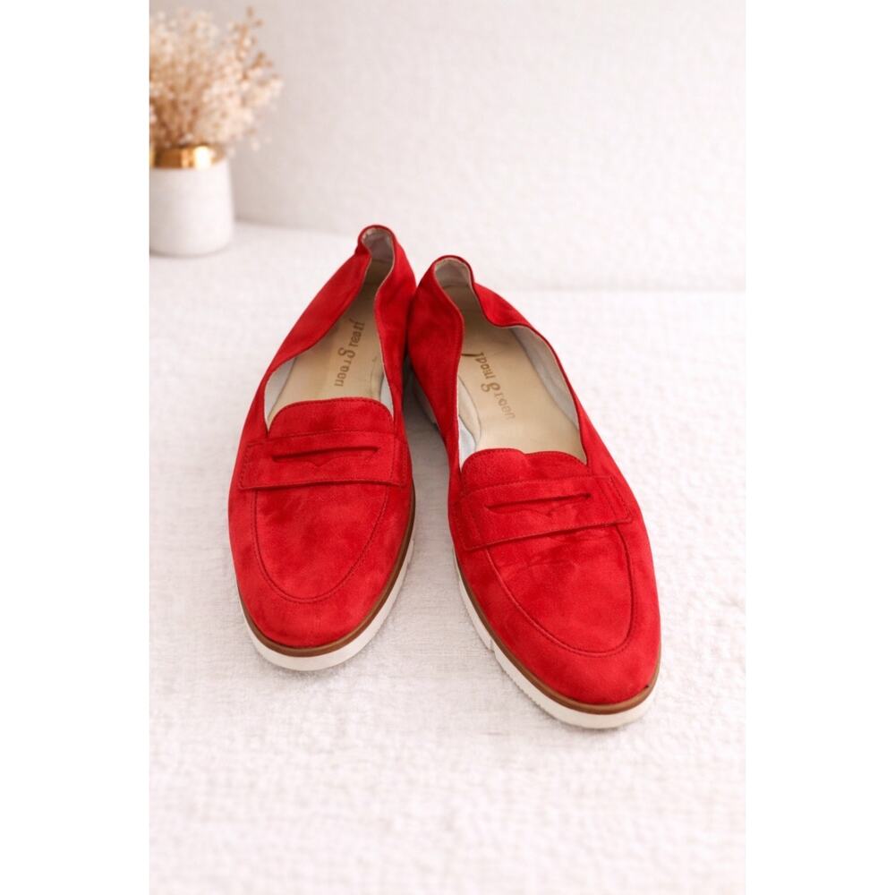 Paul Green Carmela Red Suede Penny Loafers Slip On Comfort EU 40 US 8.5 Casual